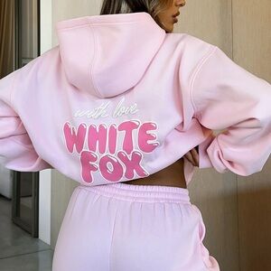Whire fox pink oversized hoodie